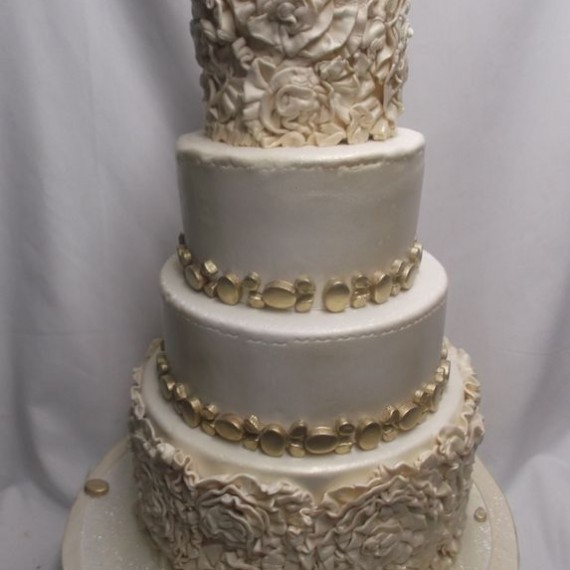 gâteau chiffonner et or / Ruffle and gold Wedding