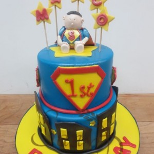 1st Birthday Superhero Cake