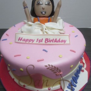 One Tier Dora Theme Cake