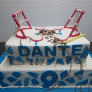 Two Tier Hockey Theme Cake