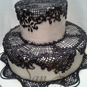 Engagement Black and White Lace Cake