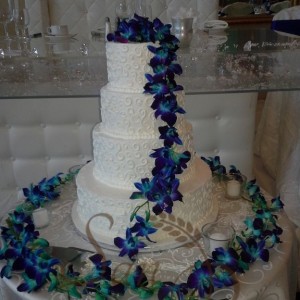 Buttercream Finish Blue Orchids Cake