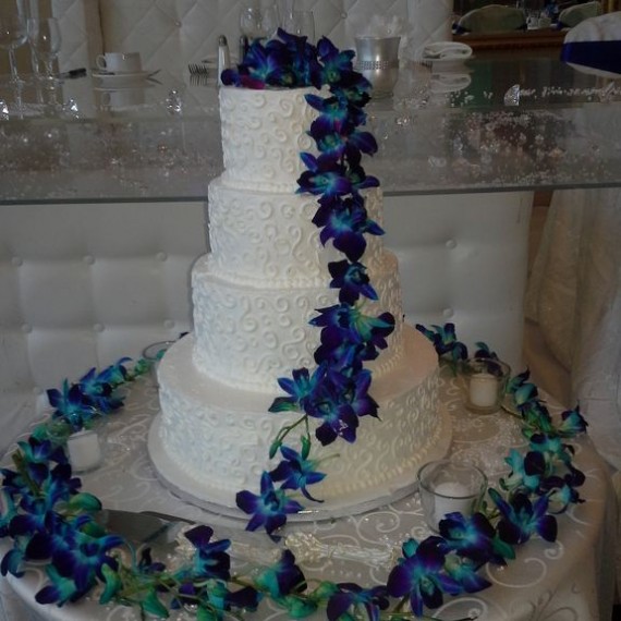 Buttercream Finish Blue Orchids Cake
