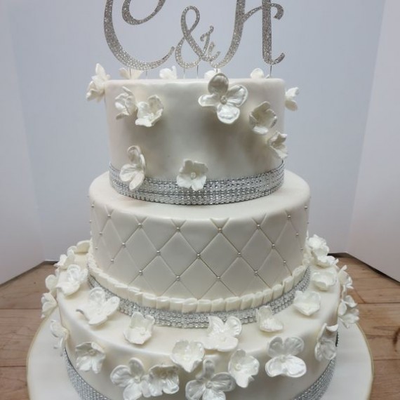 Wedding Hydrangea Diamond Cake