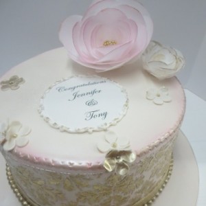 Gold and blush damask